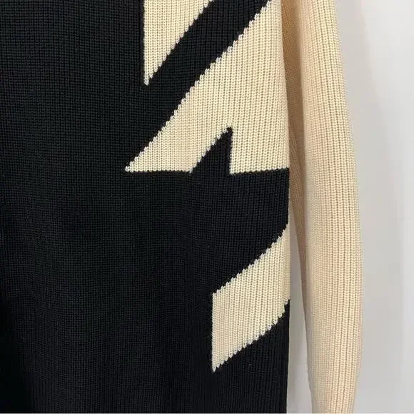 3.1 Philip Lim 2 100% Merino Wool Ribbed Sweater 0109 Dress Black and Cream - Picture 7 of 9